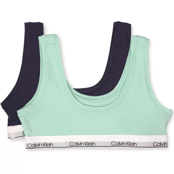 Calvin Klein Girls Modern Cotton Bralette Bra 2Pack2 Pack Navy BlueMint