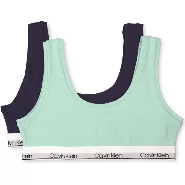 Calvin Klein Girls Modern Cotton Bralette Bra 2Pack2 Pack Navy BlueMint