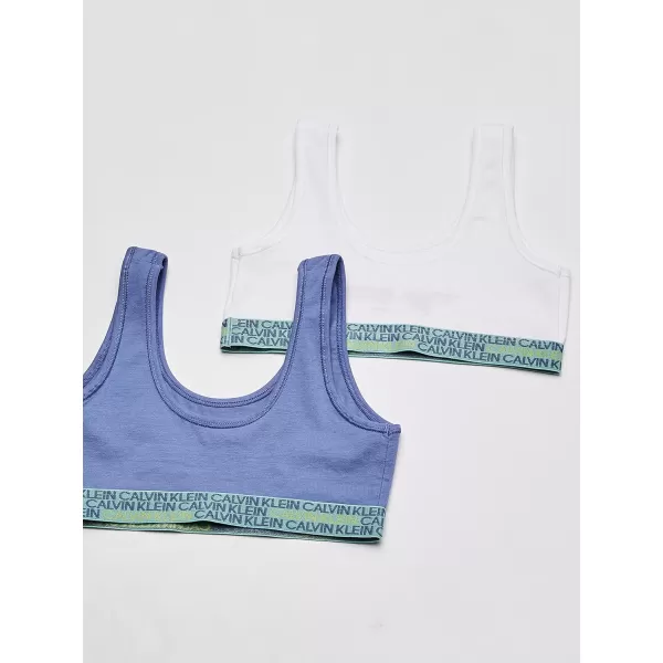 Calvin Klein Girls Modern Cotton Bralette Bra 2Pack2 Pack Ocean BlueWhite