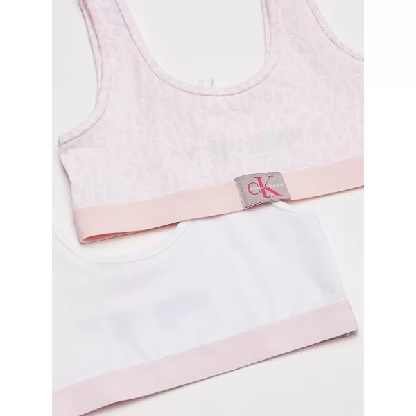 Calvin Klein Girls Modern Cotton Bralette Bra 2Pack2 Pack WhiteLight Pink