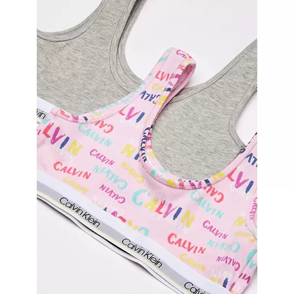 Calvin Klein Girls Modern Cotton Bralette Bra 2Pack2 PackgreyPink Multicolor