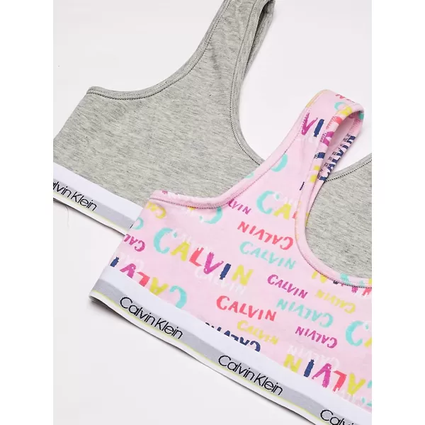 Calvin Klein Girls Modern Cotton Bralette Bra 2Pack2 PackgreyPink Multicolor