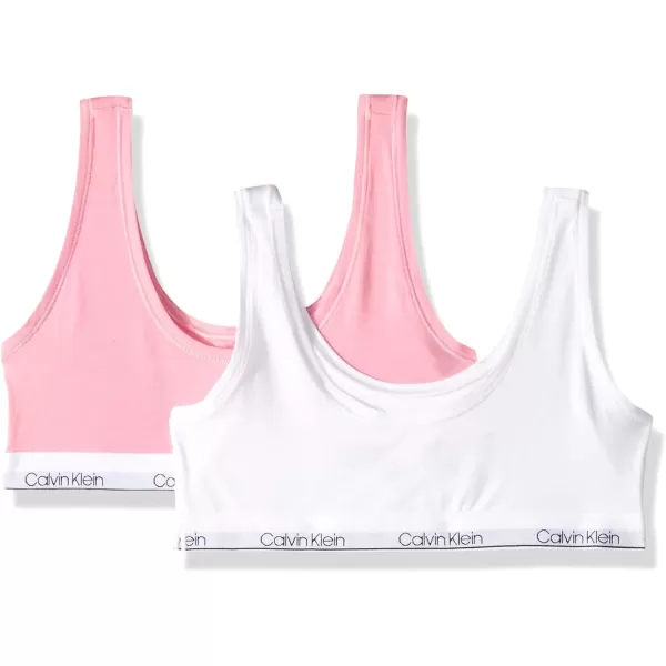 Calvin Klein Girls Modern Cotton Bralette Bra 2Pack2 Packlight PinkWhite