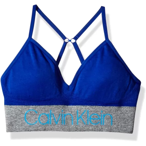 Calvin Klein Girls Seamless Long Line Wirefree Comfort Bralette BraLong Line  Ck Stripe Blue