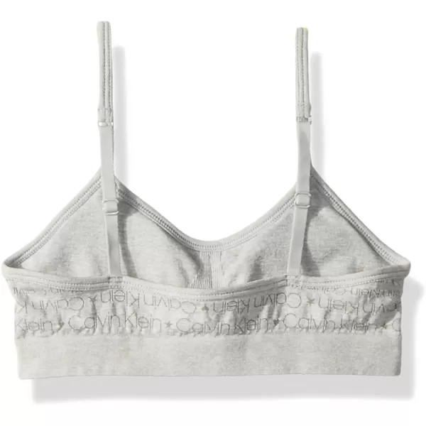 Calvin Klein Girls Seamless Wirefree Comfort Bralette BraSoft Crop  Heather Grey With Pink Logo