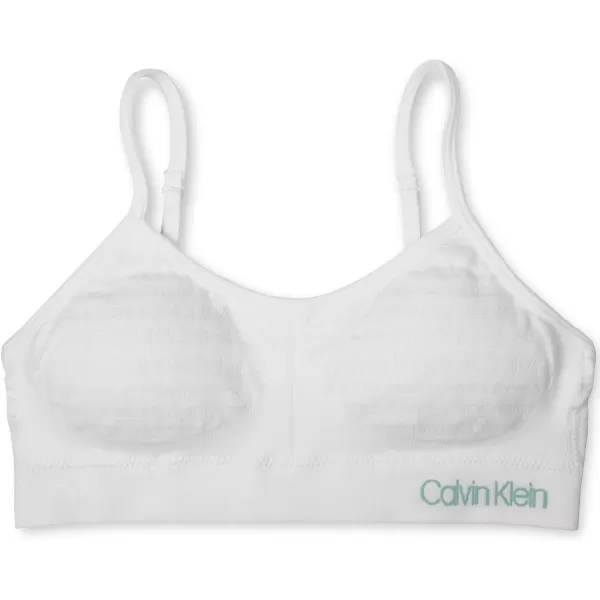 Calvin Klein Girls Seamless Wirefree Comfort Bralette BraSoft Crop  White With Blue Logo