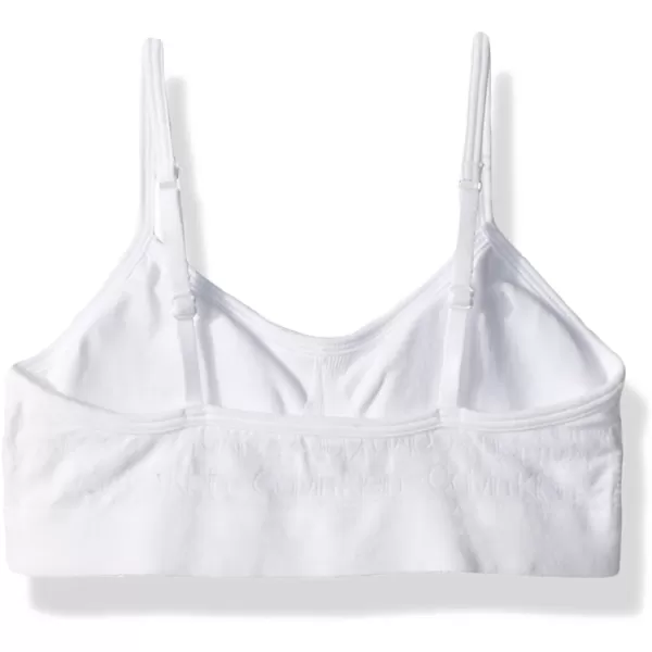 Calvin Klein Girls Seamless Wirefree Comfort Bralette BraSoft Crop  White With Blue Logo