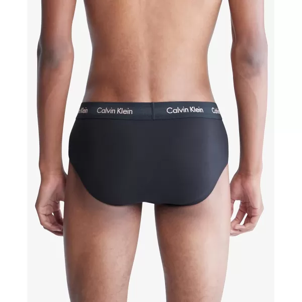 Calvin Klein Mens Cotton Stretch 3Pack Hip BriefBlack Bodies W Olive  Gentle  Red Carpet Logos