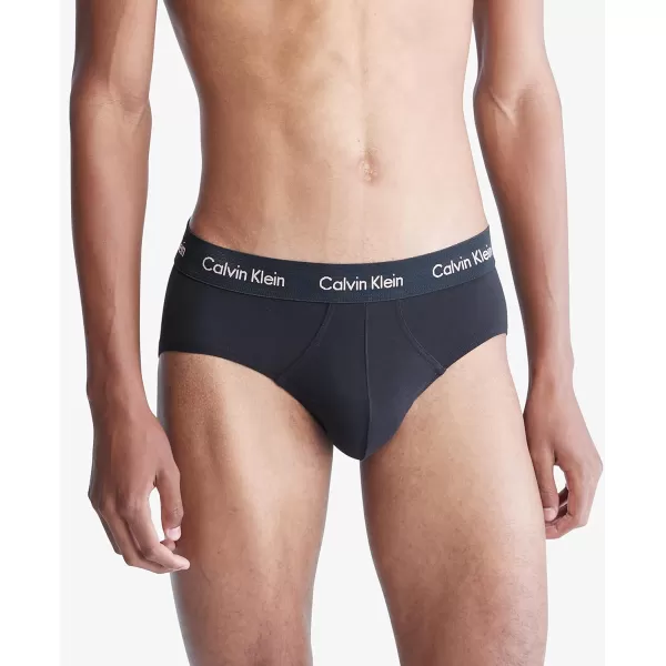 Calvin Klein Mens Cotton Stretch 3Pack Hip BriefBlack Bodies W Olive  Gentle  Red Carpet Logos