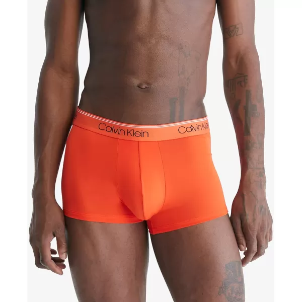 Calvin Klein Mens Underwear Micro Stretch 3 Pack TrunkAsphalt Grey  Mudstone  Acid Orange