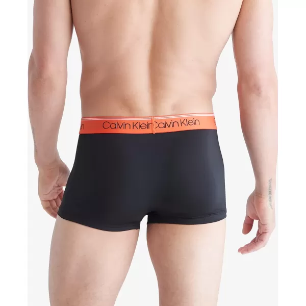 Calvin Klein Mens Underwear Micro Stretch 3 Pack TrunkBlack Bodies W Asphalt Grey  Mudstone  Acid Orange