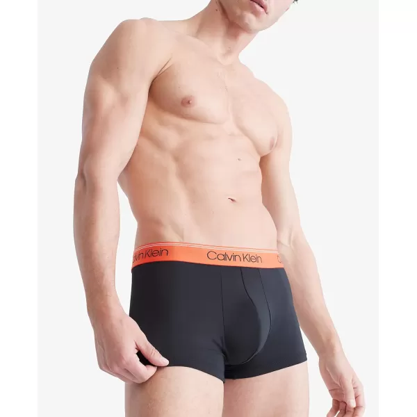 Calvin Klein Mens Underwear Micro Stretch 3 Pack TrunkBlack Bodies W Asphalt Grey  Mudstone  Acid Orange