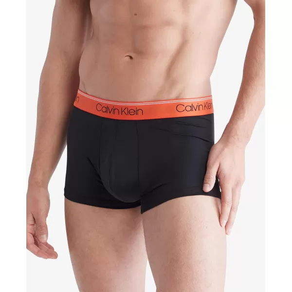 Calvin Klein Mens Underwear Micro Stretch 3 Pack TrunkBlack Bodies W Asphalt Grey  Mudstone  Acid Orange