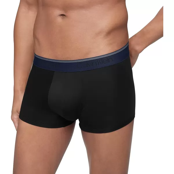 Calvin Klein Mens Underwear Micro Stretch 3 Pack TrunkBlack Bodies W Cobalt Sapphire  Spring  Distorted Blue