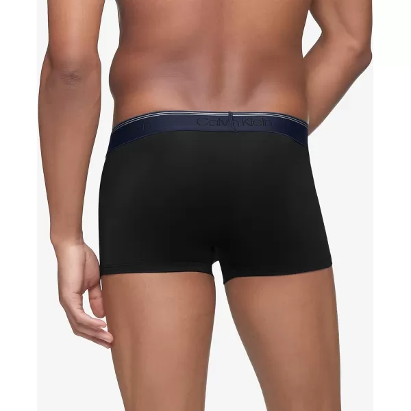 Calvin Klein Mens Underwear Micro Stretch 3 Pack TrunkBlack Bodies W Cobalt Sapphire  Spring  Distorted Blue