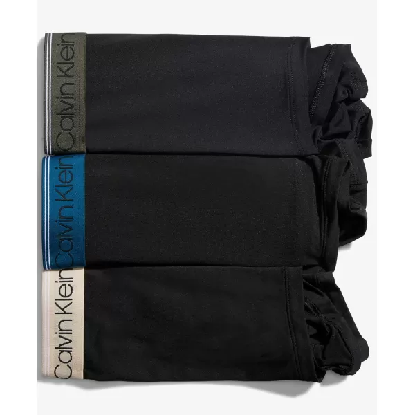 Calvin Klein Mens Underwear Micro Stretch 3 Pack TrunkBlack Bodies W Olive  Tapioca  Legion Blue Wbs