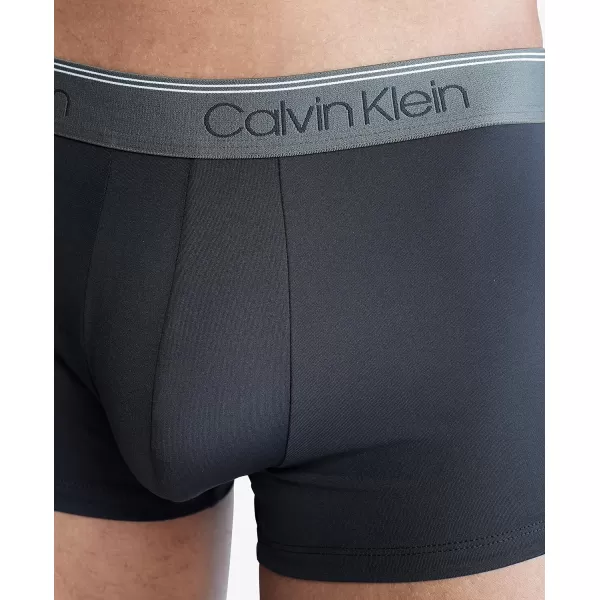 Calvin Klein Mens Underwear Micro Stretch 3 Pack TrunkBlack Bodies W Olive  Tapioca  Legion Blue Wbs