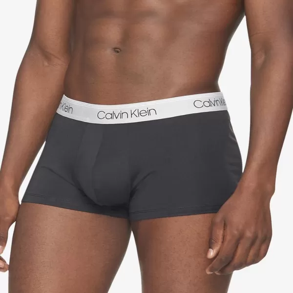 Calvin Klein Mens Underwear Micro Stretch 3 Pack TrunkBlack Bodies WBayou Blue  Antique Grey  Durango Blue