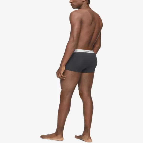 Calvin Klein Mens Underwear Micro Stretch 3 Pack TrunkBlack Bodies WBayou Blue  Antique Grey  Durango Blue