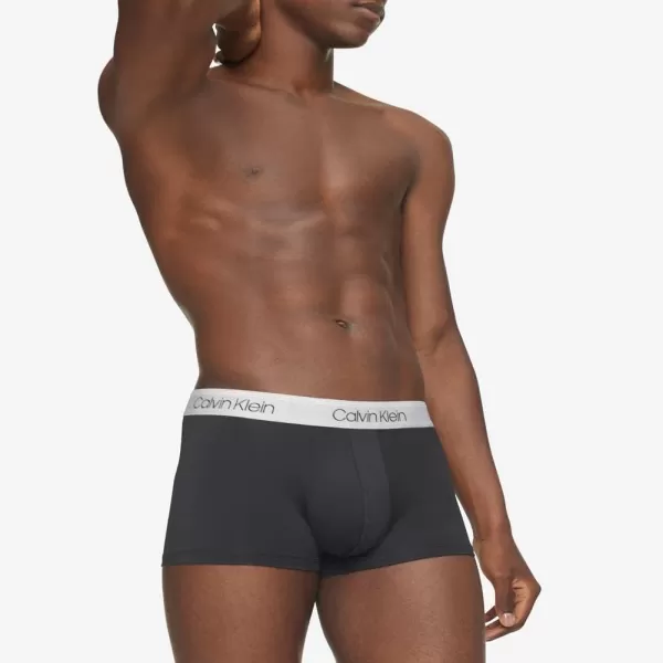 Calvin Klein Mens Underwear Micro Stretch 3 Pack TrunkBlack Bodies WBayou Blue  Antique Grey  Durango Blue