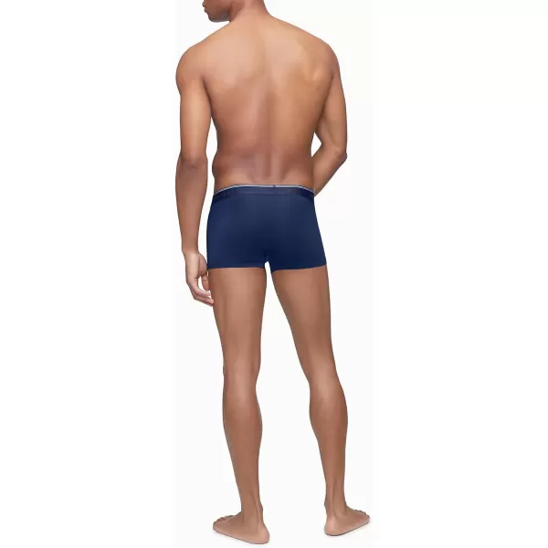 Calvin Klein Mens Underwear Micro Stretch 3 Pack TrunkNew Navy  Artesian Blue  Blue Paradise