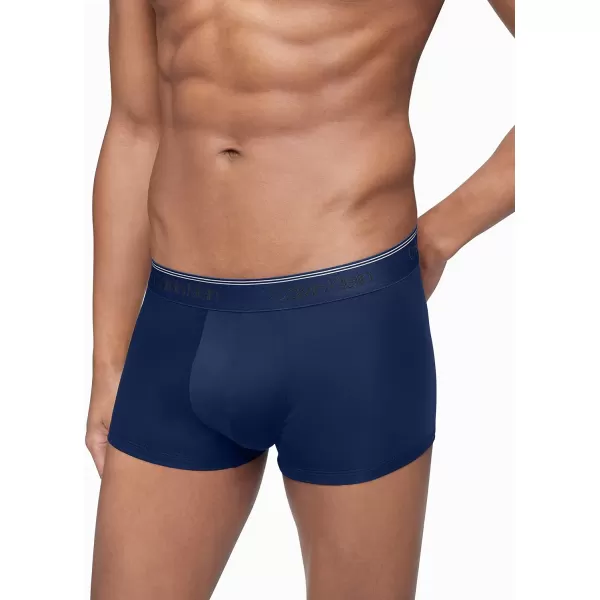 Calvin Klein Mens Underwear Micro Stretch 3 Pack TrunkNew Navy  Artesian Blue  Blue Paradise