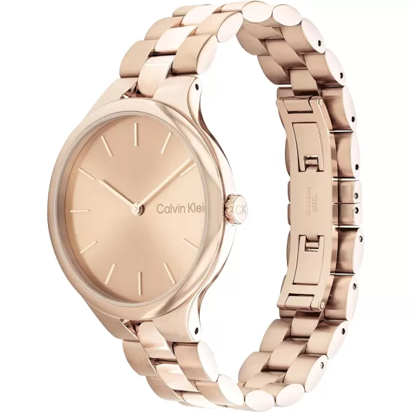 Calvin Klein Unisex Quartz Watch Sleek SimplicityCarnation Gold 38