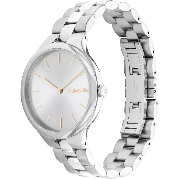 Calvin Klein Unisex Quartz Watch Sleek SimplicitySilver 38