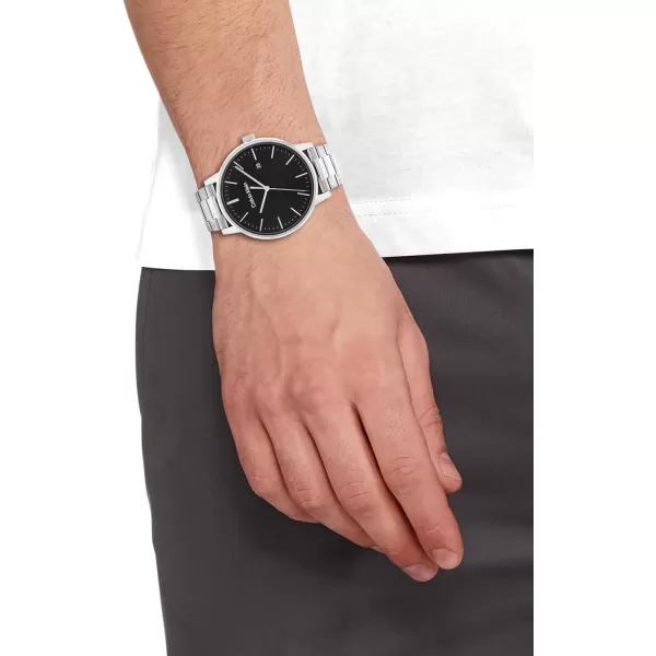 Calvin Klein Unisex Quartz Watch Sleek SimplicitySilverBlack 43