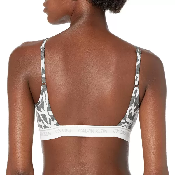 Calvin Klein Womens CK One Cotton Unlined BraletteAngular Print  New Slate Heather
