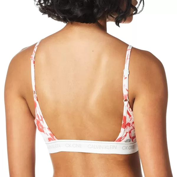 Calvin Klein Womens CK One Cotton Unlined BraletteLilium Printstrawberry Shake