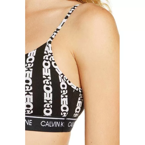 Calvin Klein Womens CK One Cotton Unlined BraletteOne Logo Stripe Black