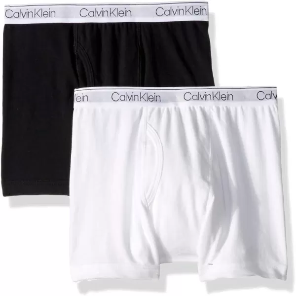 Calvin Klein Boys 2 Pack Boxer Briefs  Premium Cotton Comfort2 Pack  Black With Classic Logo Band White With Classic Logo Band