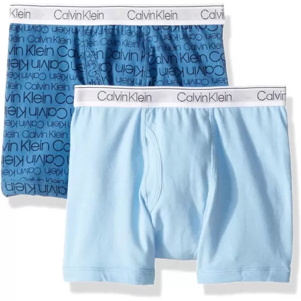 Calvin Klein Boys 2 Pack Boxer Briefs  Premium Cotton Comfort2 Pack  Ck Logo Print Blue Bell Blue Bell