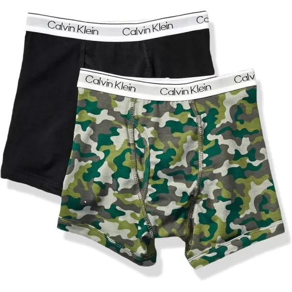 Calvin Klein Boys 2 Pack Boxer Briefs  Premium Cotton ComfortBlack Camo