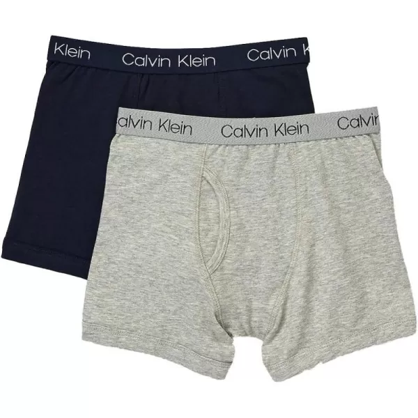 Calvin Klein Boys 2 Pack Boxer Briefs  Premium Cotton ComfortBlack IrisHeather Grey