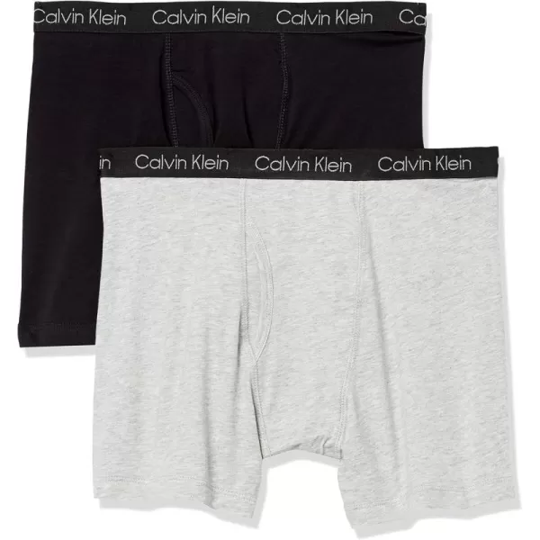 Calvin Klein Boys 2 Pack Boxer Briefs  Premium Cotton ComfortBlack Logo TiedyeCastlerock