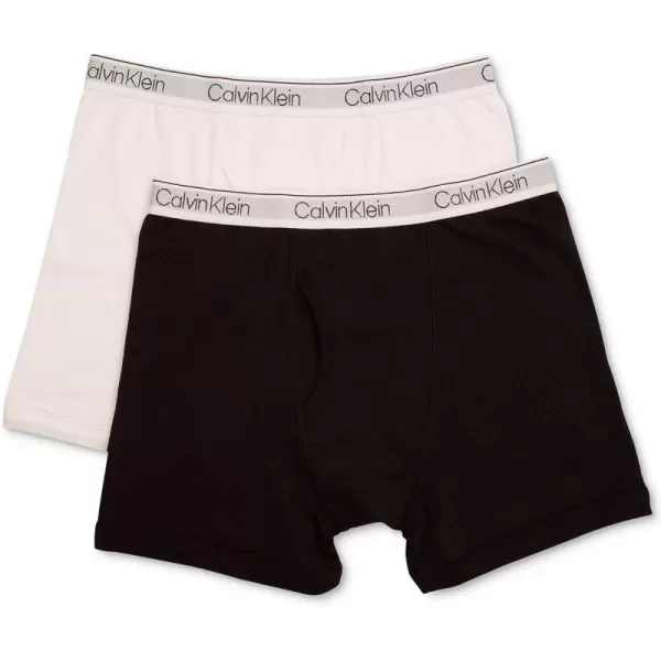 Calvin Klein Boys 2 Pack Boxer Briefs  Premium Cotton ComfortBlackWhite