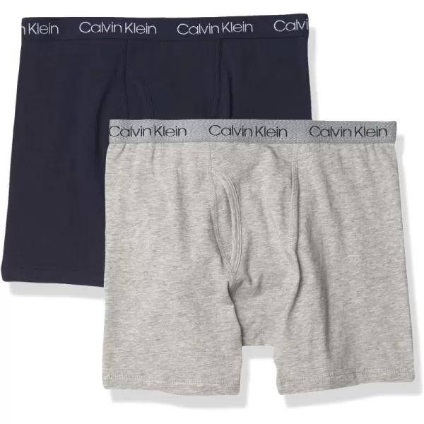 Calvin Klein Boys 2 Pack Boxer Briefs  Premium Cotton ComfortBlk IrisHgray