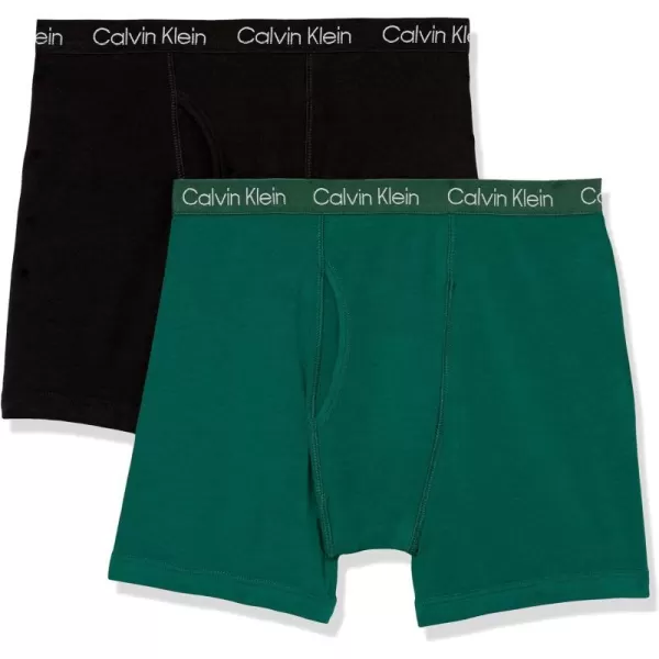 Calvin Klein Boys 2 Pack Boxer Briefs  Premium Cotton ComfortCk GreenBlack