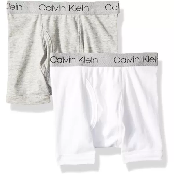 Calvin Klein Boys 2 Pack Boxer Briefs  Premium Cotton ComfortClsc WhtHgrey