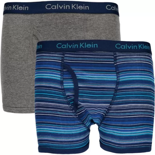 Calvin Klein Boys 2 Pack Boxer Briefs  Premium Cotton ComfortDark Blue Stripe