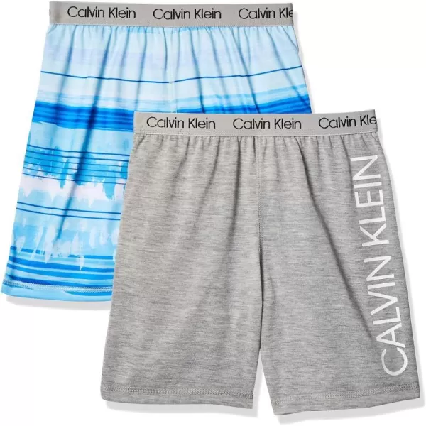 Calvin Klein Boys Little Lounge Pajama Shorts 2 PackGrey  Blue