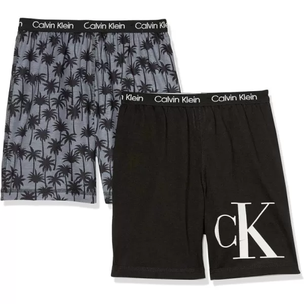 Calvin Klein Boys Little Lounge Pajama Shorts 2 PackPalm TreeBlack