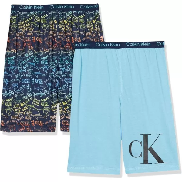 Calvin Klein Boys Little Lounge Pajama Shorts 2 PackShark Pack Sky High Arch