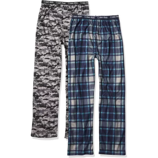 Calvin Klein Boys Little Sleepwear Super Soft Brushed Micro Pajama Pant 2 PackGrey CamoBlue Plaid