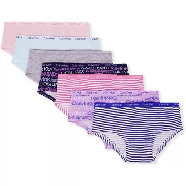 Calvin Klein Girls Little Modern Cotton Hipster Panties 7 PackGrey Pink Nude Lilac Blue Purple