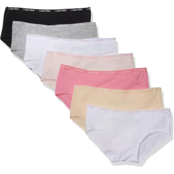 Calvin Klein Girls Little Modern Cotton Hipster Panties 7 PackNude Pink Light Pink White Grey Black White