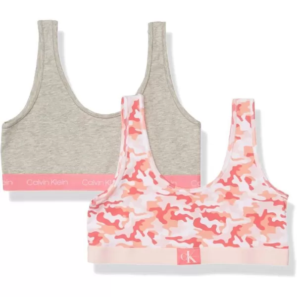 Calvin Klein Girls Modern Cotton Bralette Bra 2Pack2 Pack GreyPink Camouflauge