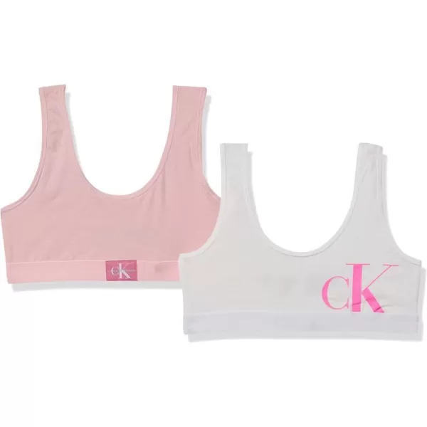 Calvin Klein Girls Modern Cotton Bralette Bra 2Pack2 Pack Light PinkClassic White